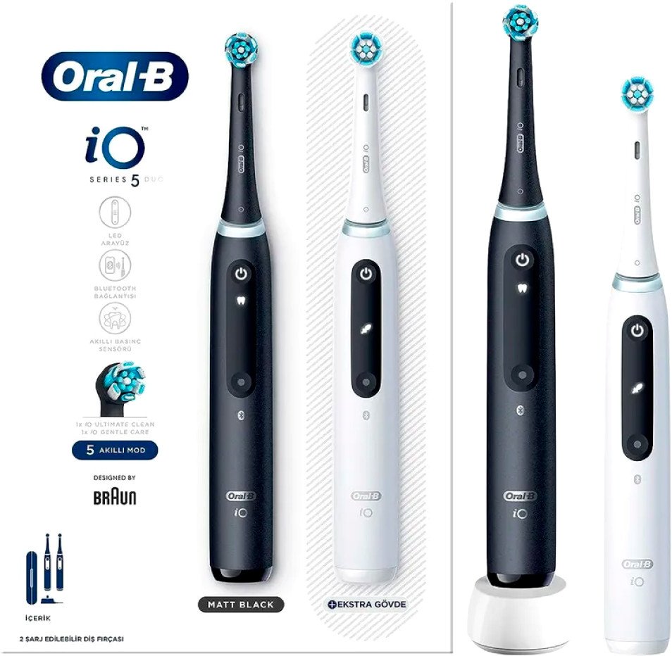 

Электрическая зубная щетка Oral-B iO 5 Duo (черный/белый)