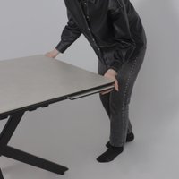 Кухонный стол Lepremo AV 2111 МДФ+керамика раздвижной 1200-1800x800 (серый матовый Carmen Light Grey/черный)