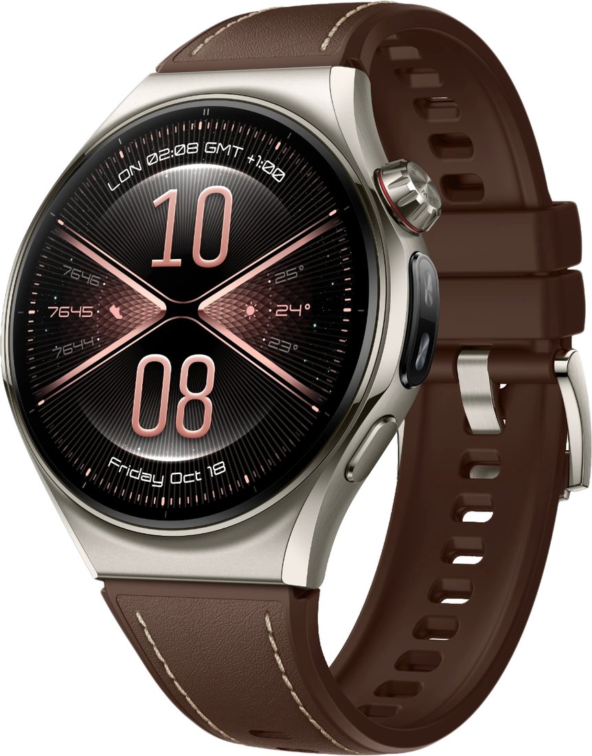 Умные часы Huawei Watch 6 Pro 46 мм (серебристый, с коричневым силиконовым ремешком, международная версия)