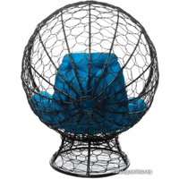 Кресло M-Group Кокос на подставке 11590403 (черный ротанг/голубая подушка)