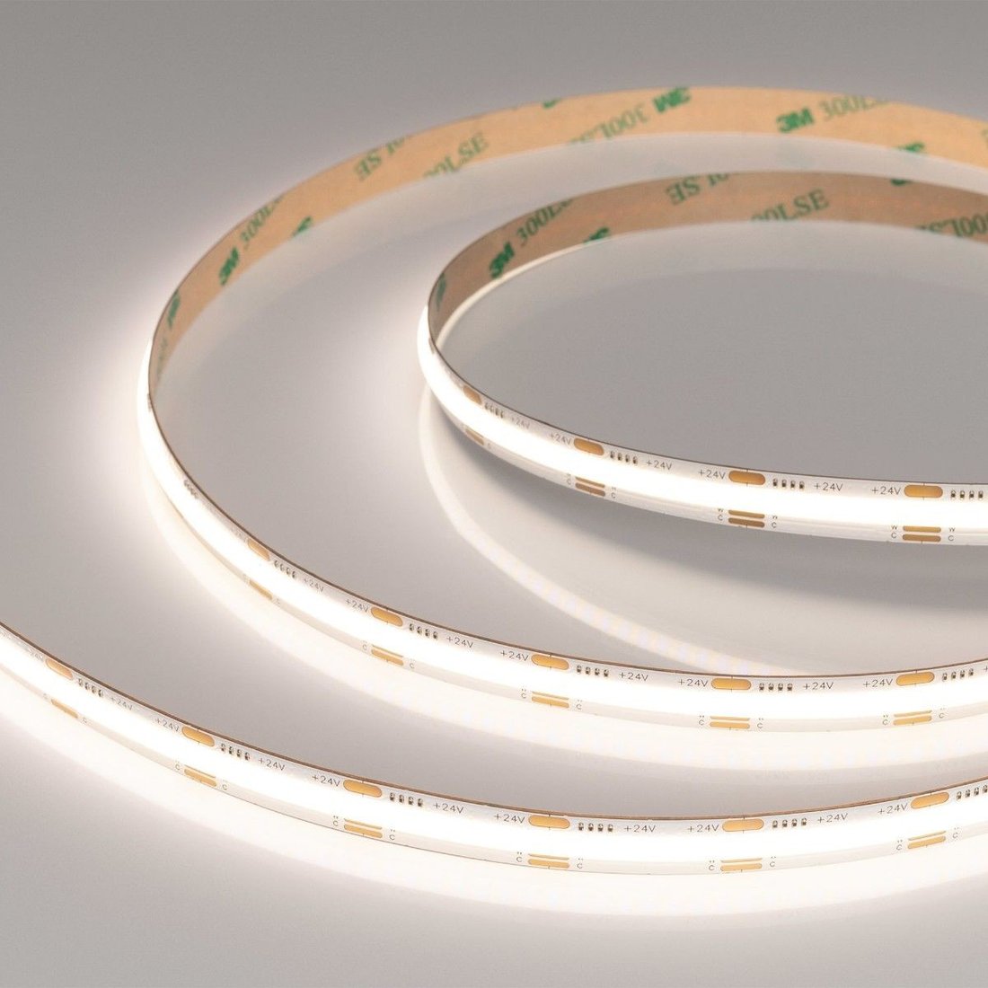 Светодиодная лента COB Arlight 16.5W/m 576LED/m CSPSMD теплый белый 5M COB-X576-10mm 24V White-MIX 036206