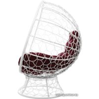 Кресло M-Group Кокос на подставке 11590102 (белый ротанг/бордовая подушка)