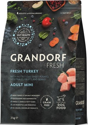 Сухой корм для собак Grandorf Fresh Adult Mini (с индейкой и бататом) 3 кг