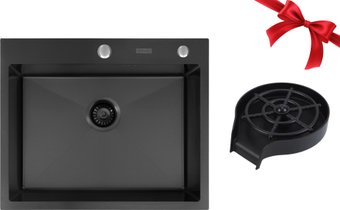 Кухонная мойка ARFEKA Eco AR 600*500 Black PVD Nano+ринзер
