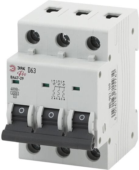 

Выключатель автоматический ЭРА Pro NO-902-189 ВА47-29 3P 63А D Б0036873