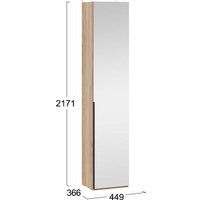 Шкаф-пенал Трия Порто СМ-393.07.212 с 1 зеркальной дверью (яблоня беллуно/графит)