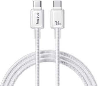 Кабель Baseus Crystal Fast Charging 100W USB Type-С - USB Type-С (1 м, белый)