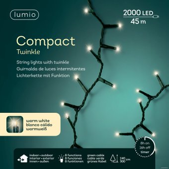 Светодиодная гирлянда Lumio Compact 2000 Led 595360 (45 м)