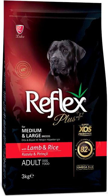 Сухой корм для собак Reflex Plus Для взрослых собак средних и крупных пород с ягненком и рисом 3 кг