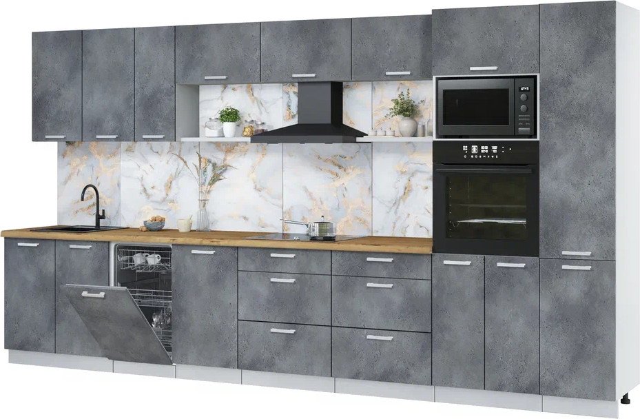 

Готовая кухня Интерлиния Мила Лайт 3.9-ПМ3 (бетон портленд/бетон портленд/дуб бунратти)