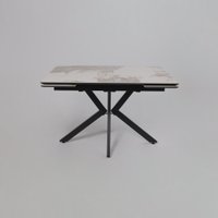 Кухонный стол Lepremo AV 2111 МДФ+керамика раздвижной 1200-1800x800 (белый глянцевый Pandora/черный)