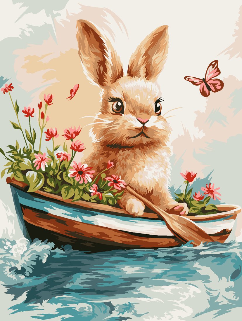 

Картина по номерам ArtCity Кролик в лодке KT712