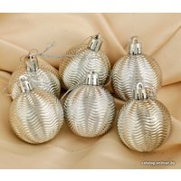 Елочная игрушка Зимнее волшебство Волна 6 шт (серебристый)