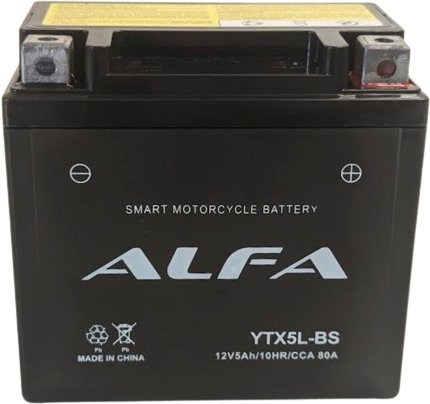 

Мотоциклетный аккумулятор ALFA YTX5L-BS (5 А·ч)