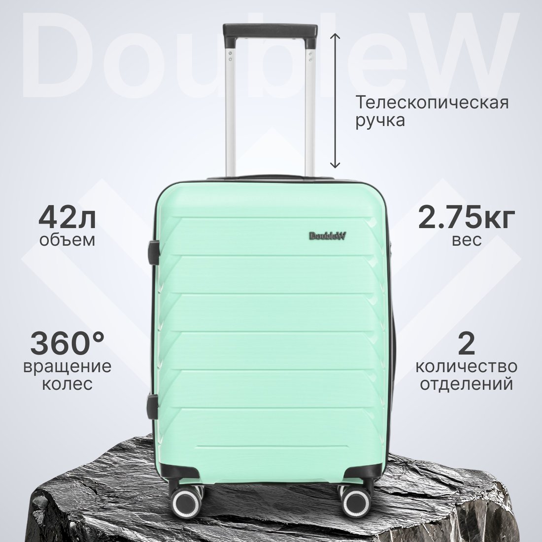 

Чемодан-спиннер DoubleW Zuna (S, бирюзовый)