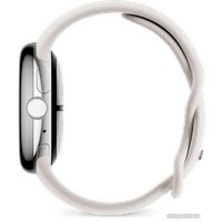 Умные часы Google Pixel Watch 2 (глянцевый серебристый/фарфор, спортивный силиконовый ремешок)