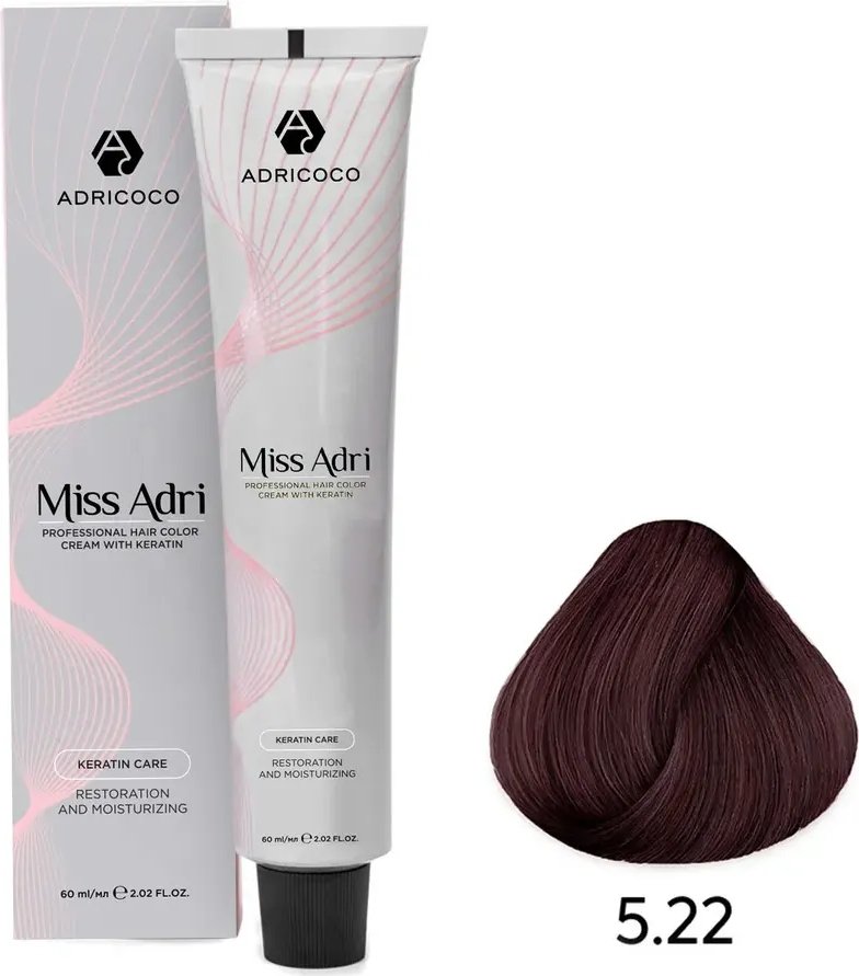 

Крем-краска Adricoco Miss Adri 5.22 (100мл, светлый коричневый интенсивный фиолетовый)