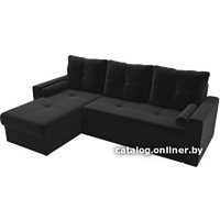 Угловой диван Mio Tesoro Верона левый (микровельвет, черный)