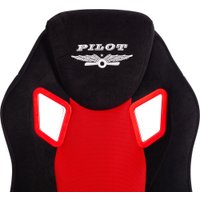 Игровое (геймерское) кресло TetChair Pilot флок/ткань (черный/черный/красный) в Солигорске