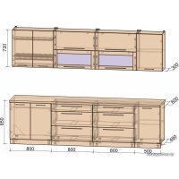 Готовая кухня Интерлиния Мила Пластик 2.9 В (антрацит глянец-красный глянец-кастилло тем)