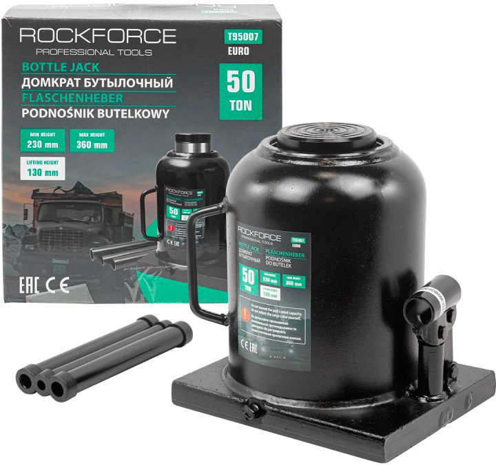 

Бутылочный домкрат RockForce RF-T95007(Euro) 50т