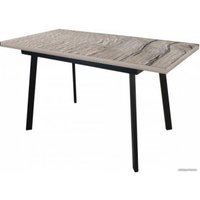 Кухонный стол Гальваник ПГ-46 120-150x80 (дуб галифакс белый/эмаль черный муар)