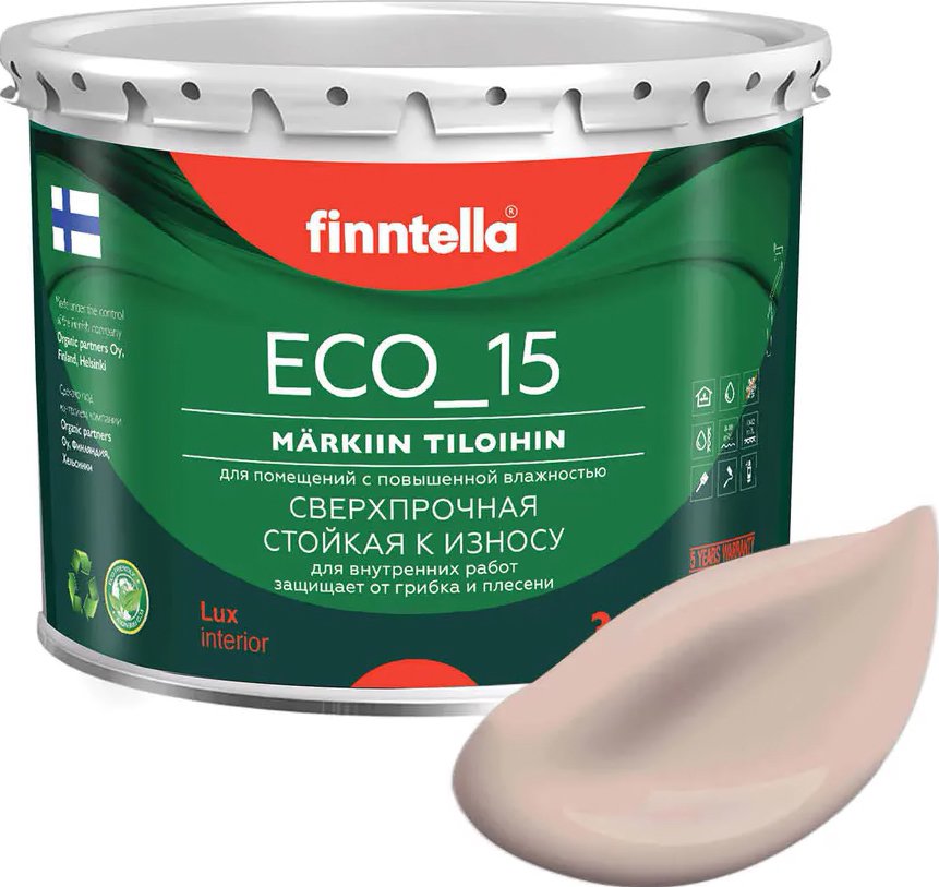 

Краска Finntella Eco 15 Kerma F-10-1-3-FL103 2.7 л (светло-бежевый)