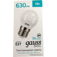 Светодиодная лампочка Gauss Basic LED-M G45 7W 630lm 4000K E27 LED 10502272