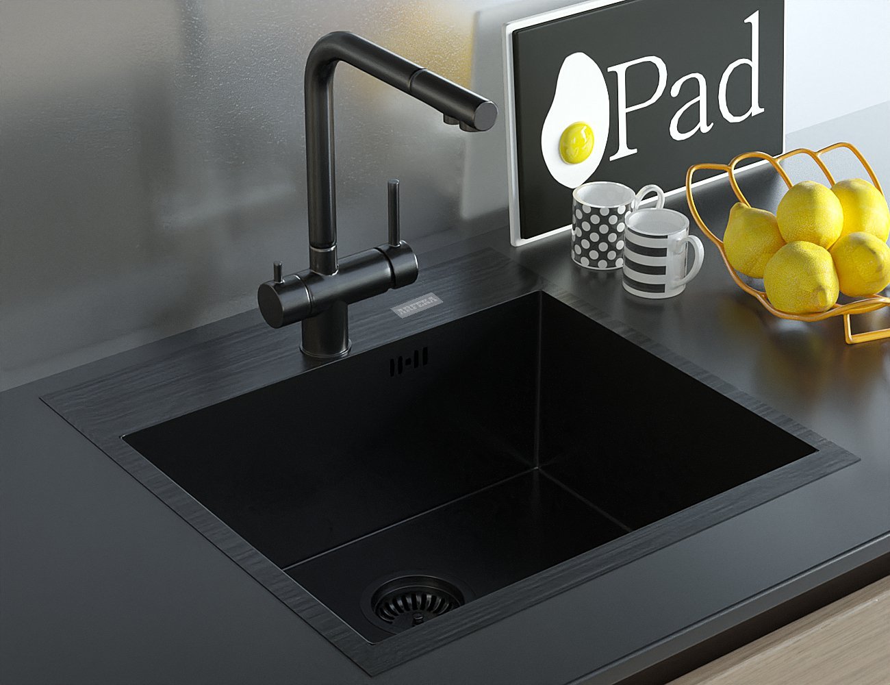 

Кухонная мойка ARFEKA AF 550*505 Black PVD Nano