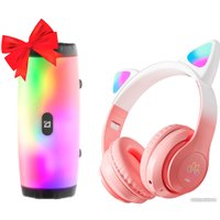 Наушники Miru Cat EP-W10 (розовый) + Defender Enjoy S600