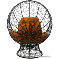 Кресло M-Group Кокос на подставке 11590407 (черный ротанг/оранжевая подушка)