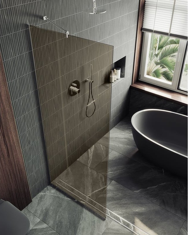 Душевая стенка MaybahGlass 69x195 MGD-702-5у (бронзовое стекло/хром матовый)