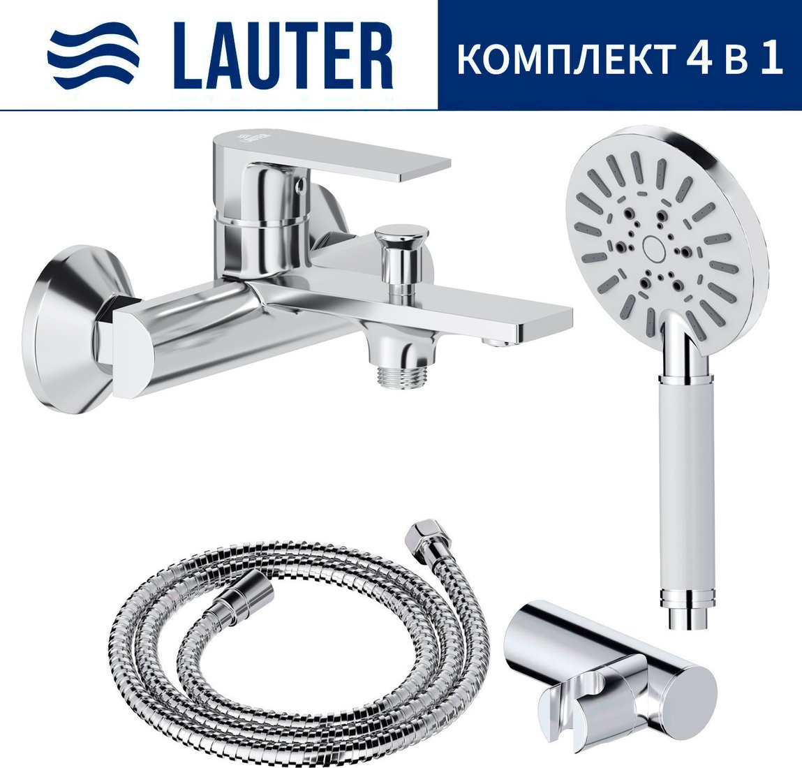 Смеситель Lauter Reef 21CK6678C с лейкой Relexa Nevada 21S10146