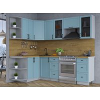 Готовая кухня Интерлиния Тренд 1.5x2.4 левая (океан/океан/дуб бунратти)
