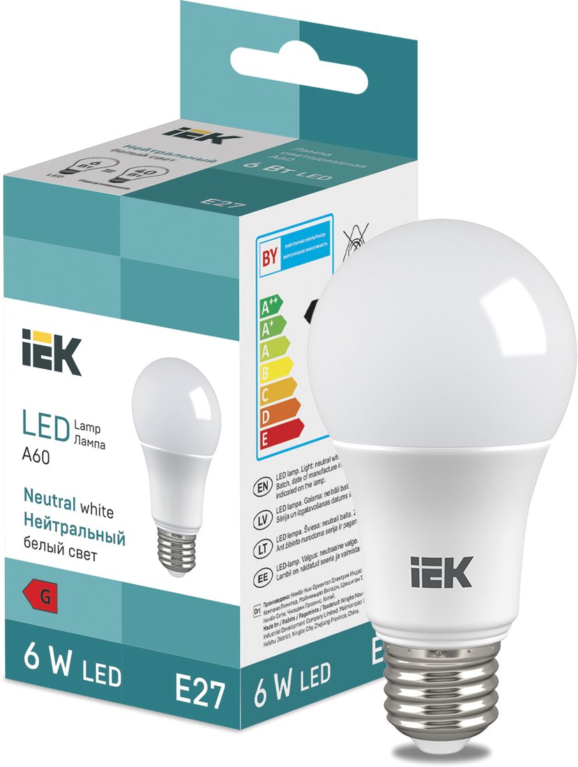 

Светодиодная лампочка IEK LED Bulb A60 510lm 4000K E27