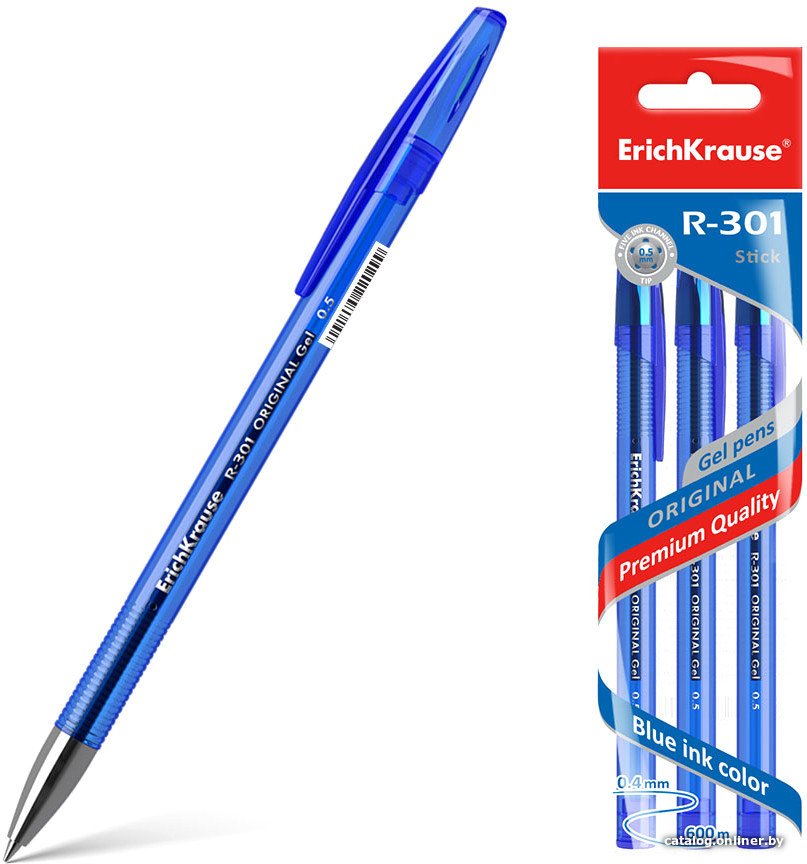Набор гелевых ручек Erich Krause R-301 Original Gel Stick синий 42723 (3 шт)