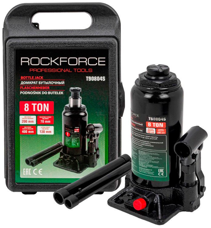 

Бутылочный домкрат RockForce RF-T90804-S 8т в кейсе