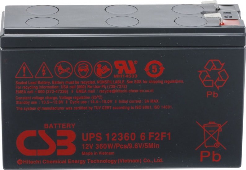 

Аккумулятор для ИБП CSB Battery HRL UPS 12360 6 F2F1 Slim (12В/7.5А·ч)