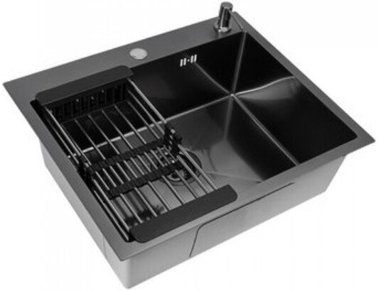 Кухонная мойка ALLBA 600x500 Black PVD Decor (коландер, дозатор)