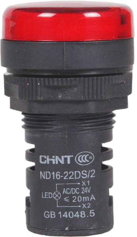 

Лампа сигнальная Chint ND16-22D/2 AC/DC 230В (R) 593075 (красный)