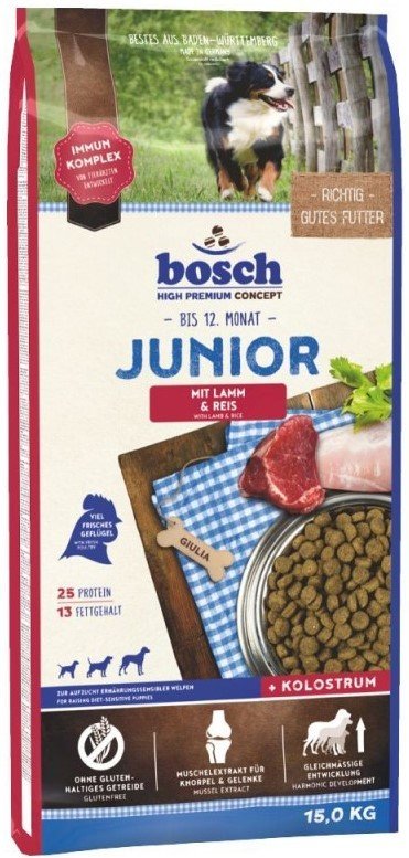 

Сухой корм для собак Bosch Junior Lamb & Rice 15 кг (Юниор Ягненок с Рисом)