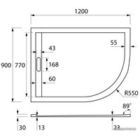 Душевой поддон Cezares TRAY-AS-RH-120/90-550-30-W-L