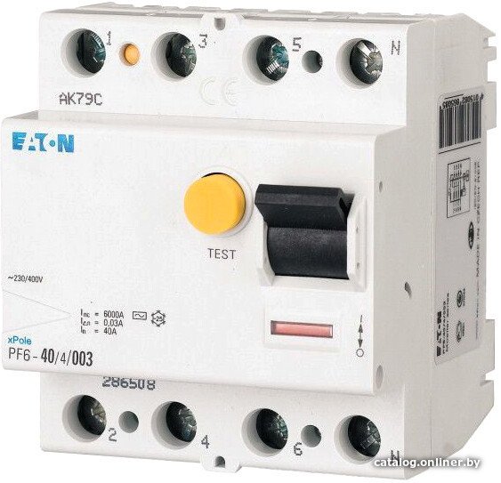Устройство защитного отключения Eaton PF6 4P 40A 30мА 4М 286508