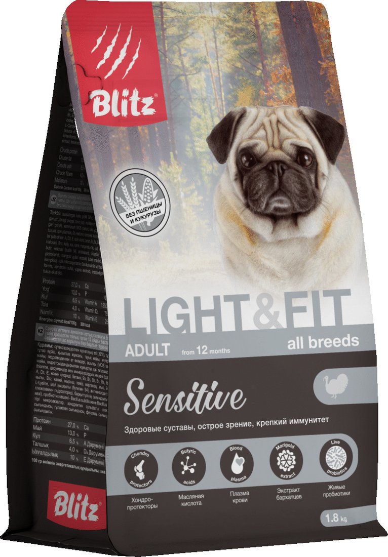 

Сухой корм для собак Blitz Adult Light & Fit 1.8 кг