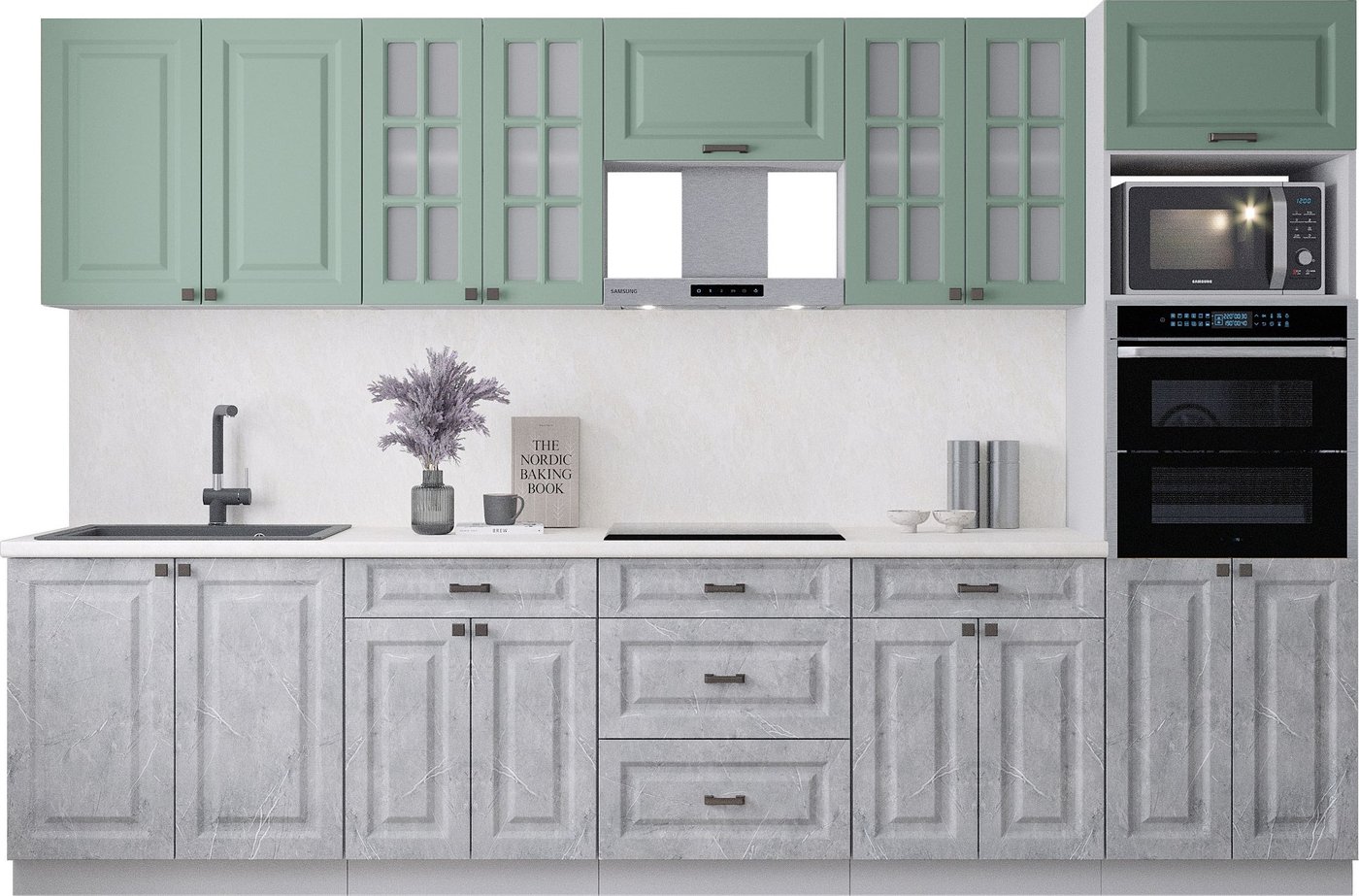 

Готовая кухня Интерлиния Мила Деко 3.2 (керамика/мята/опал светлый)