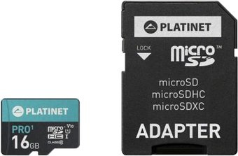 Карта памяти Platinet PMMSD16UI 16GB + адаптер