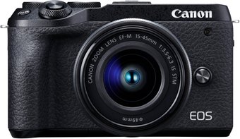 Беззеркальный фотоаппарат Canon EOS M6 Mark II Kit 15-45mm + EVF-DC2 (черный)