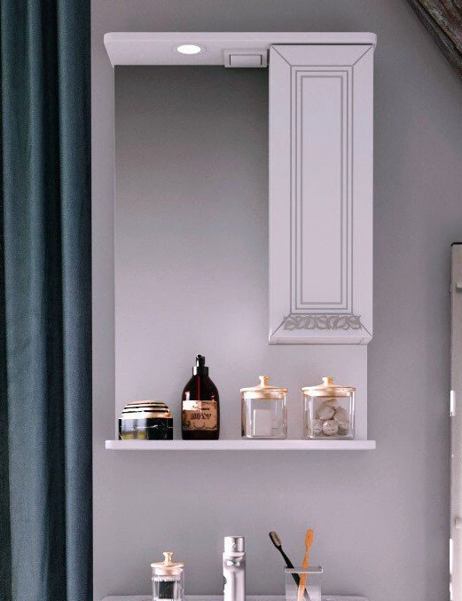 

Runo Шкаф с зеркалом для ванной Монро 53 правый