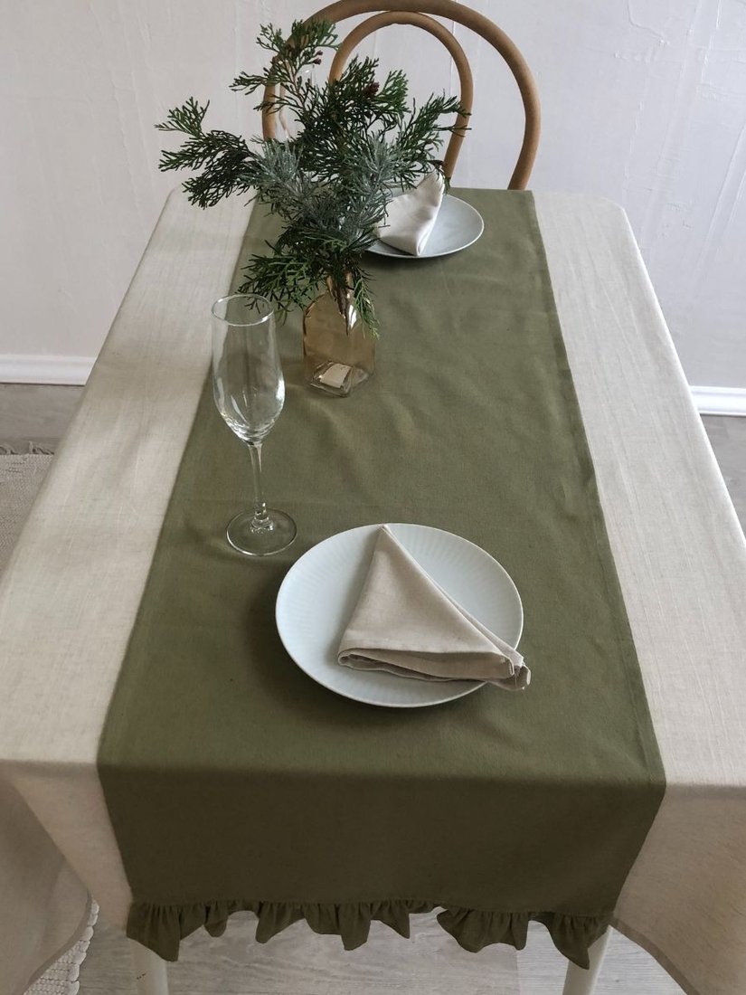 

Дорожка на стол ОМурМебель 140x40см с рюшами (мятный)