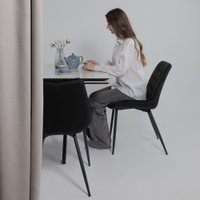 Кухонный стол Lepremo AV 2111 МДФ+керамика раздвижной 1200-1800x800 (белый глянцевый Carla Larkin/черный)